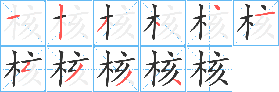 核字筆畫寫法