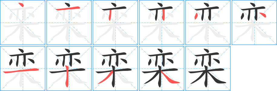欒字筆畫寫法
