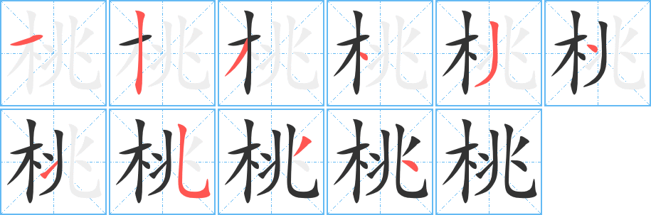 桃字筆畫寫法