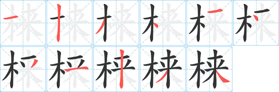 梾字筆畫(huà)寫(xiě)法