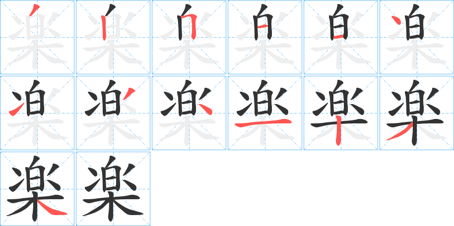 楽字筆畫寫法