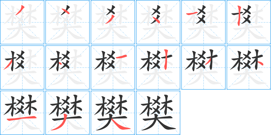 樊字筆畫寫法