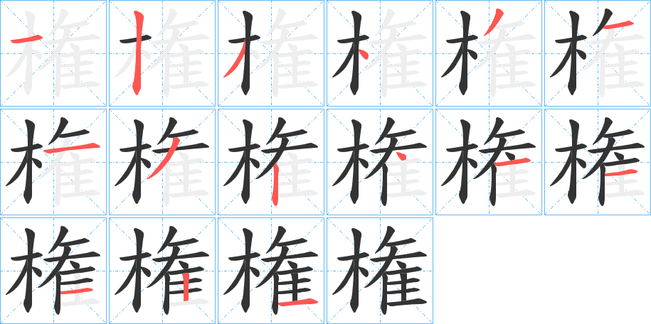 権字筆畫寫法