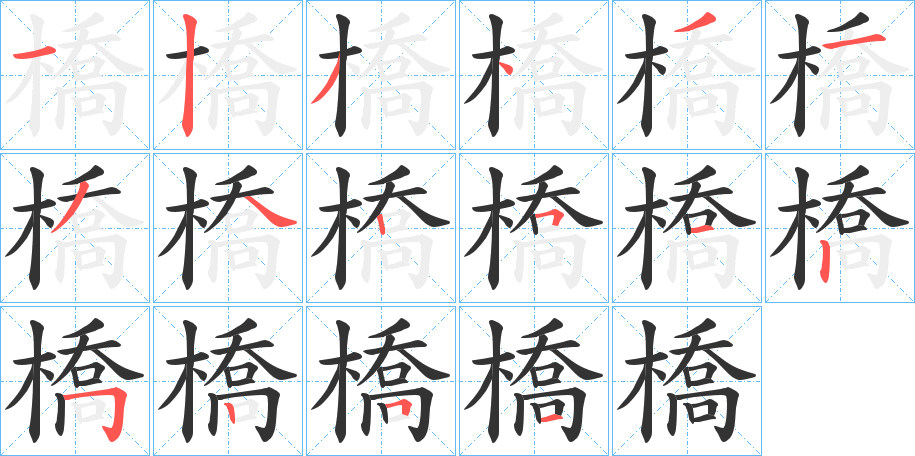 橋字筆畫寫法