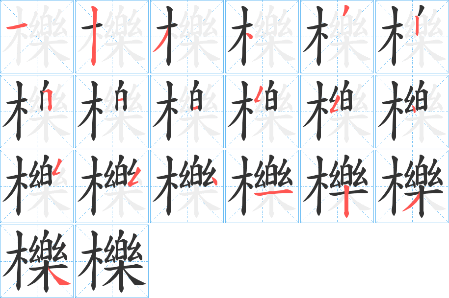 櫟字筆畫寫法
