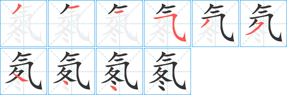 氡字筆畫寫法