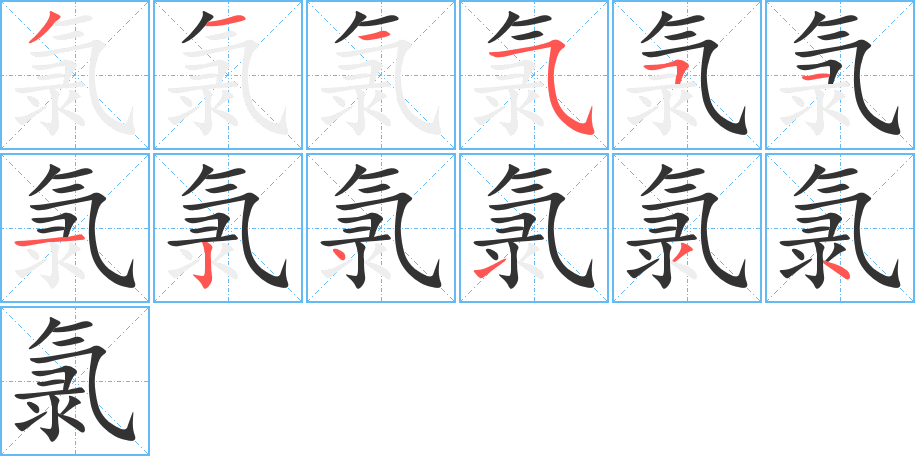 氯字筆畫寫法