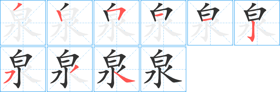 泉字筆畫寫法