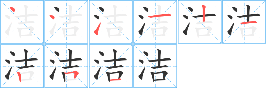 潔字筆畫寫法