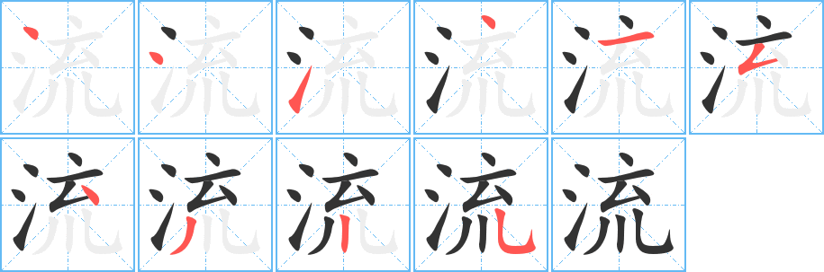 流字筆畫(huà)寫(xiě)法