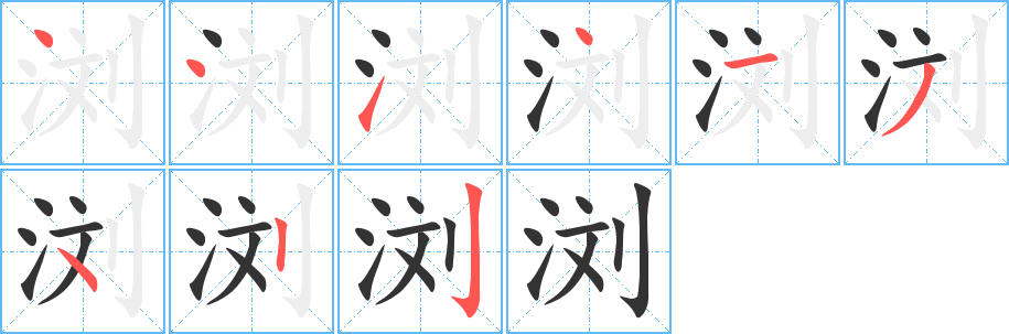 瀏字筆畫寫法