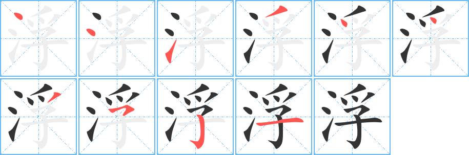 浮字筆畫寫法