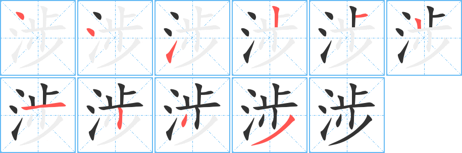 涉字筆畫寫法