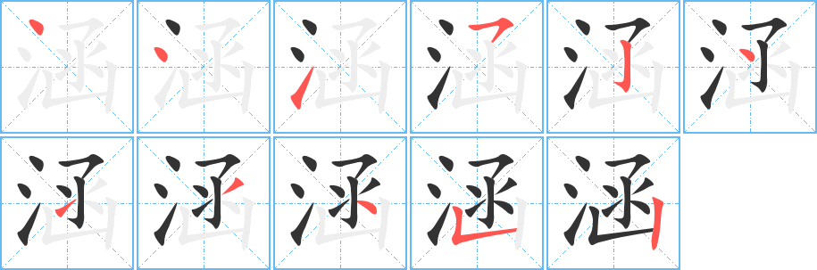 涵字筆畫寫法