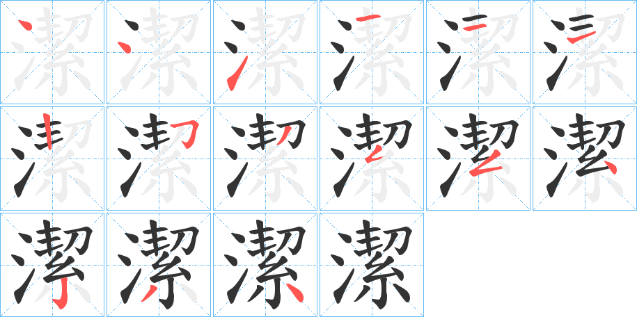 潔字筆畫寫法