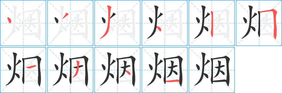 煙字筆畫寫法