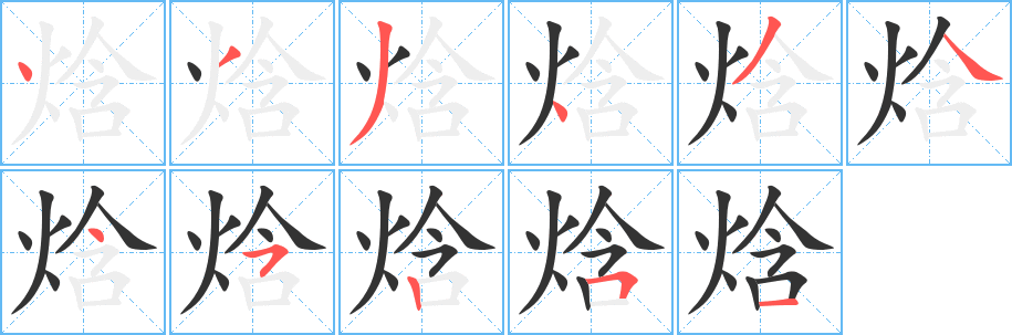 焓字筆畫寫法