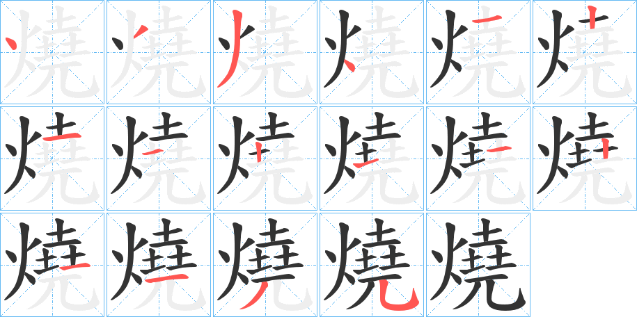 燒字筆畫寫法