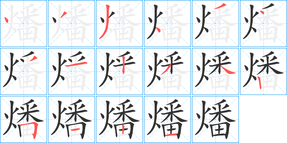 燔字筆畫寫法