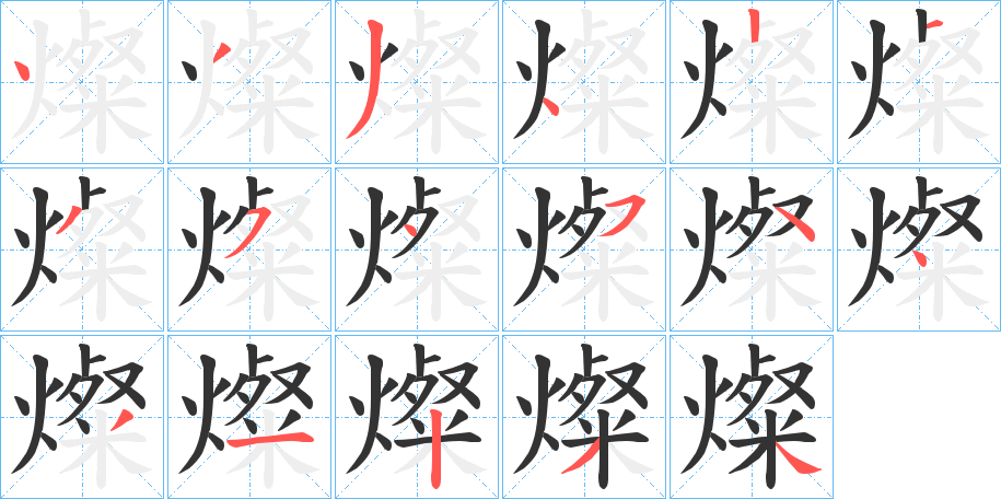 燦字筆畫寫法