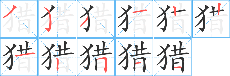 獵字筆畫寫法