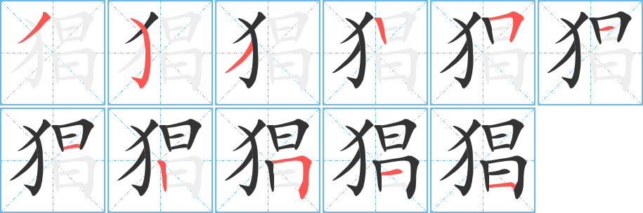 猖字筆畫寫法
