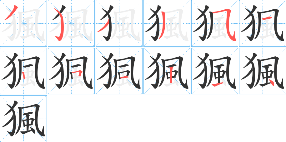 猦字筆畫寫法