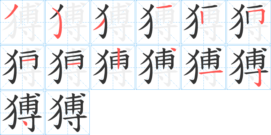 猼字筆畫寫法