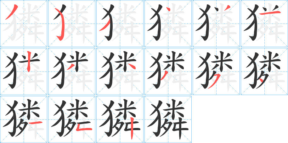 獜字筆畫寫法
