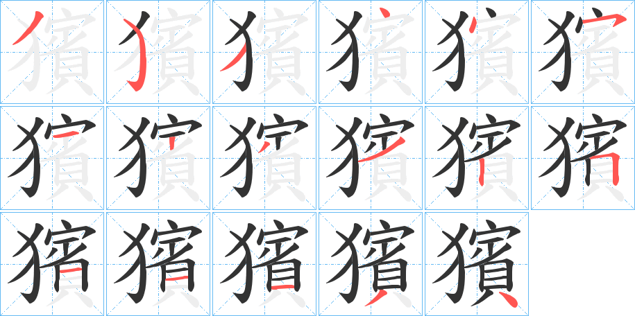 獱字筆畫寫法