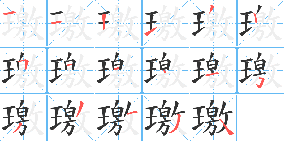 璬字筆畫寫法