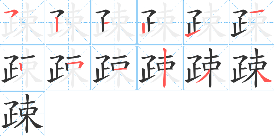 疎字筆畫寫法