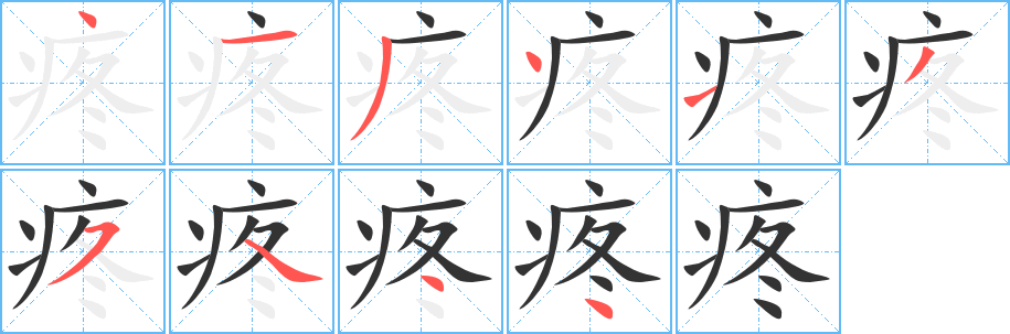 疼字筆畫(huà)寫法