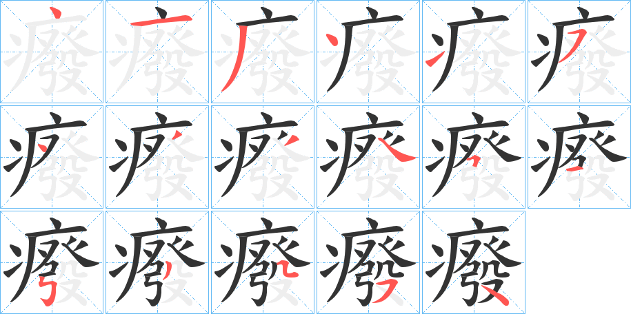 癈字筆畫寫法