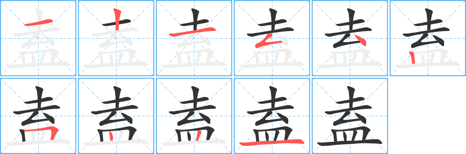盍字筆畫寫法