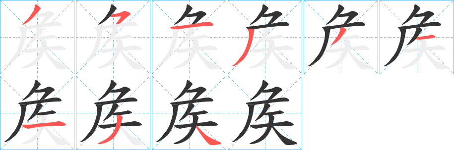 矦字筆畫寫法