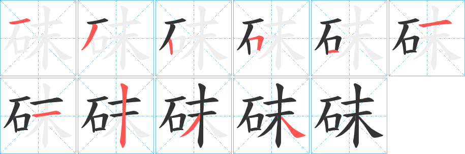 砞字筆畫寫法
