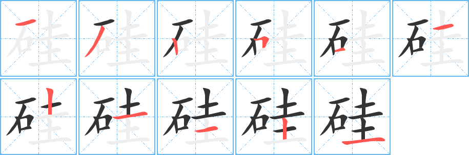 硅字筆畫寫法