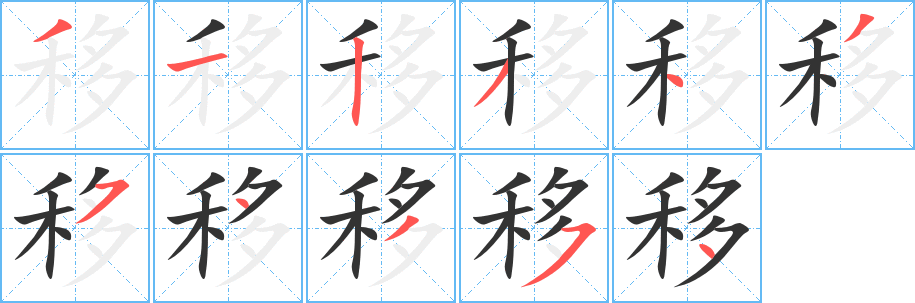 移字筆畫(huà)寫(xiě)法