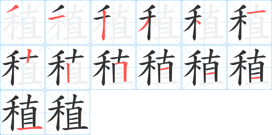 稙字筆畫寫法