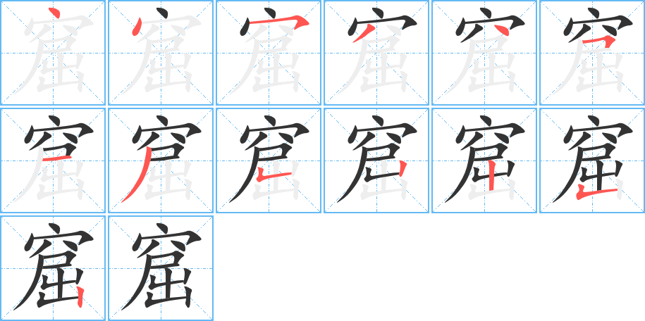 窟字筆畫寫法