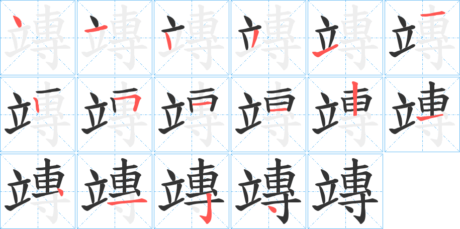 竱字筆畫寫法