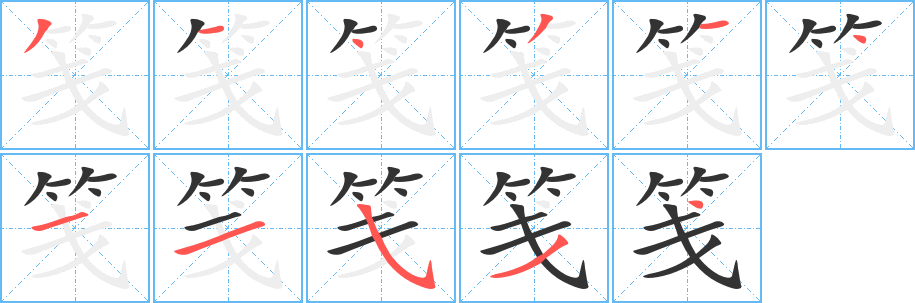 箋字筆畫寫法