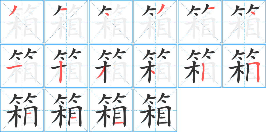 箱字筆畫寫法