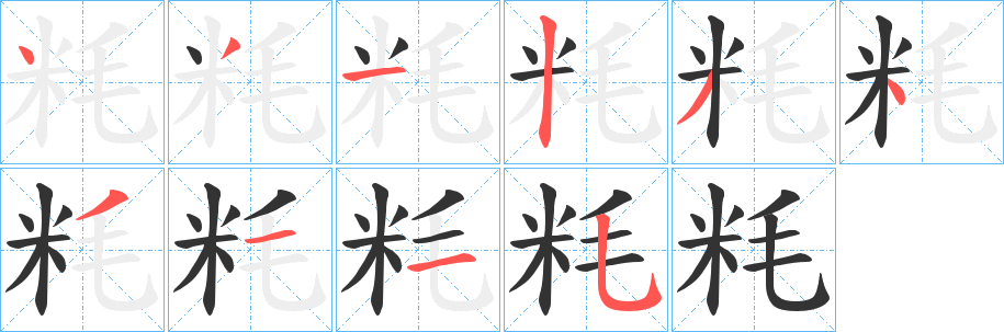 粍字筆畫寫法