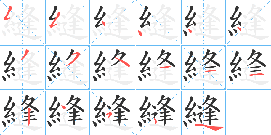 縫字筆畫寫法