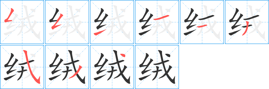 絨字筆畫寫法