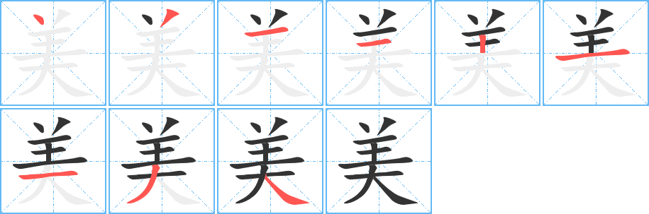 美字筆畫(huà)寫(xiě)法
