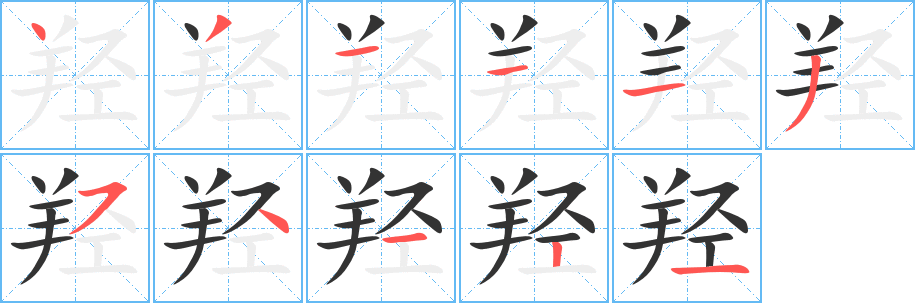 羥字筆畫寫法