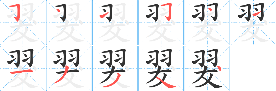 翇字筆畫寫法